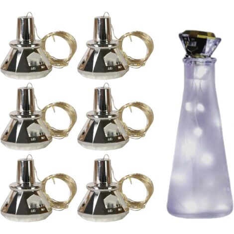 Lot de 6 lampes LED en pour bouteilles de vin - Décoration