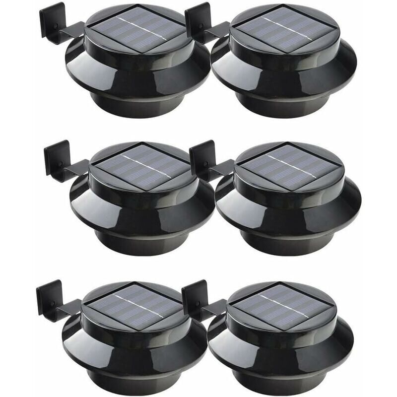Lucky-88 - Lot de 6 lampes led à énergie solaire pour gouttière, clôture, toit, gouttière, jardin, cour, mur, noir