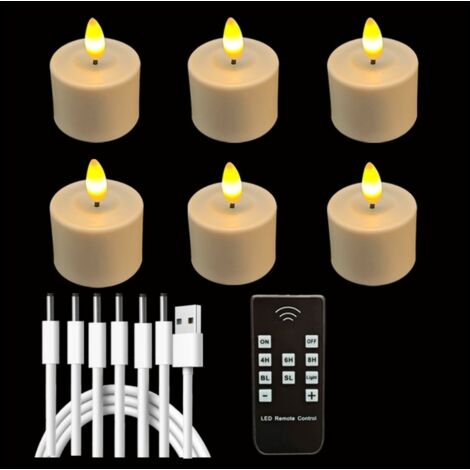 Lot de 6 lampes LED rechargeables avec télécommande et minuterie