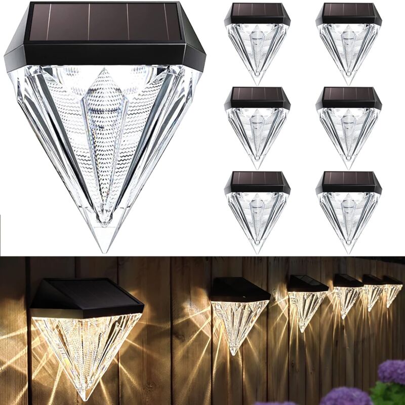 Lot de 6 lampes led solaires, étanches, pour la décoration, pour l'extérieur terrasse, jardin, marches et escaliers, blanc chaud [Classe énergétique
