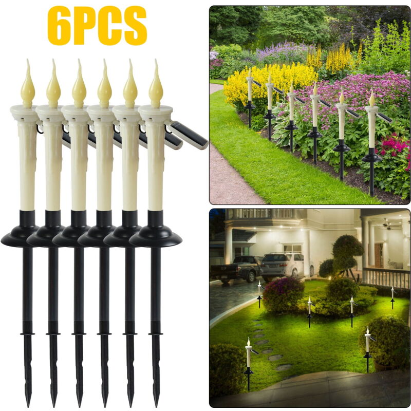 Lot de 6 lampes solaires à led avec prise de terre pour décoration de jardin et pelouse