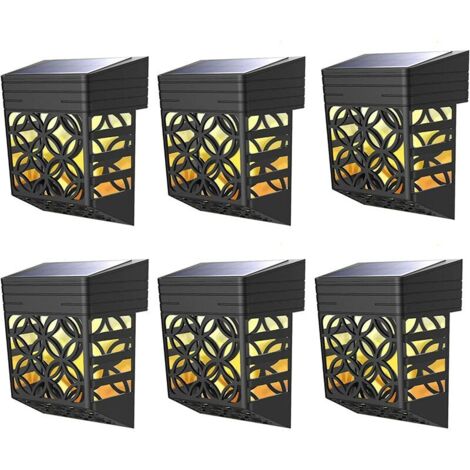 Lot de 6 lampes solaires d'extérieur à LED pour jardin - Angle d'éclairage de 180° - Éclairage décoratif de clôture pour terrasse, porte, escalier, cour et allée