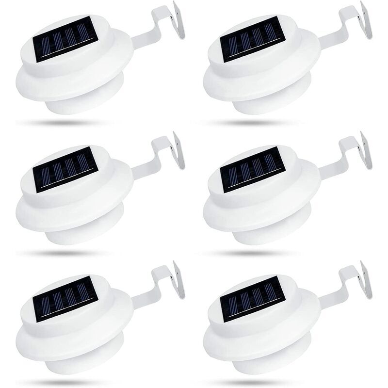 Start - Lot de 6 lampes solaires d'extérieur pour gouttières à 3 led - Étanche IP44 - Pour clôture, entrée, allée - Blanc,