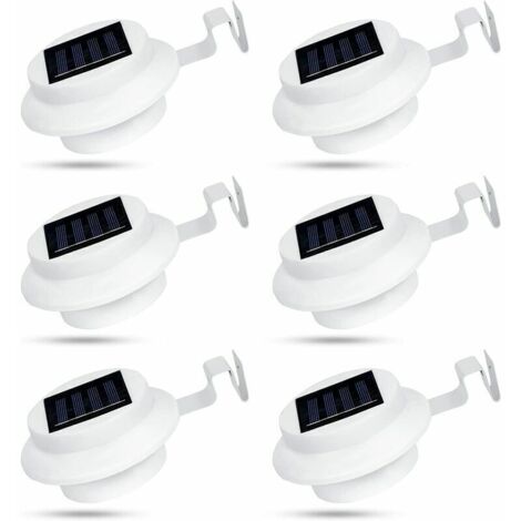 Lot de 6 lampes solaires d'extérieur pour gouttières à 3 LED - Étanche IP44 - Pour clôture, entrée, allée - Blanc，,de DEBUNS