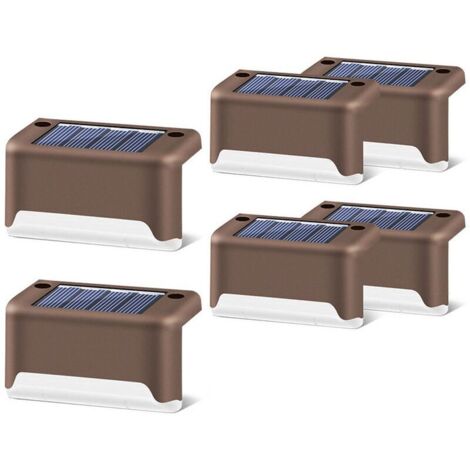 Lot de 6 lampes solaires d'extérieur pour terrasse et marches d'escalier Lampes solaires d'extérieur pour clôtures de terrasse et marches (noir - lumière chaude)