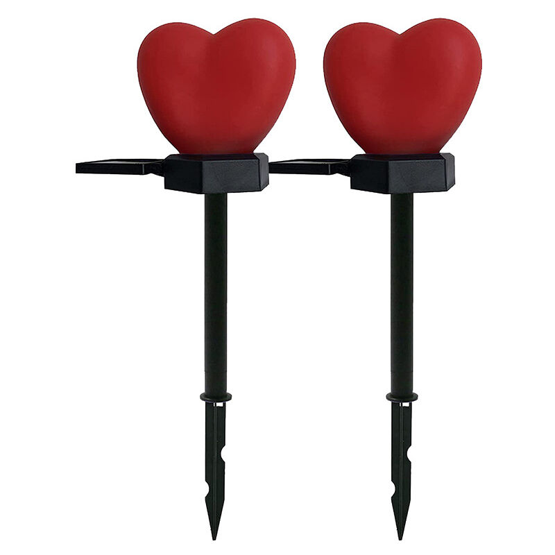 Lot de 6 lampes solaires en forme de cœur rouge pour la Saint-Valentin, décoration extérieure étanche en forme de cœur pour jardin, allée, décoration