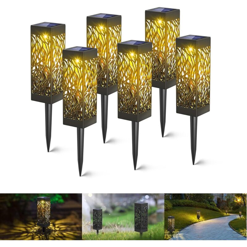 Lot de 6 lampes solaires étanches pour extérieur, éclairage paysage, allée, jardin, patio, etc