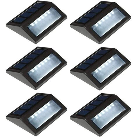 Lot de 6 Lampes Solaires Étanches pour Extérieur – Idéales pour Terrasse, Rampe d’Escalier, Clôture et Allées, Lumière Blanche Jour