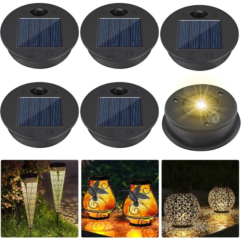 Lot de 6 Lampes Solaires LED de Rechange Étanches, 7cm, Compatible avec Lampes Solaires de Jardin & Bricolage
