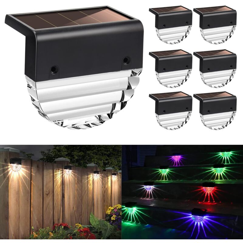 Lot de 6 lampes solaires pour extérieur et jardin,Pour lampes solaires étanches,Décoration de clôture solaire avec 2 modes LED,Blanc chaud,