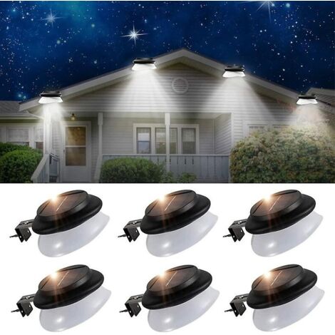 Lot de 6 lampes solaires pour gouttières, étanches, pour jardin, clôture, avant-toit, mur, terrasse, garage, trottoir, 9 LED, lumière blanche IP55