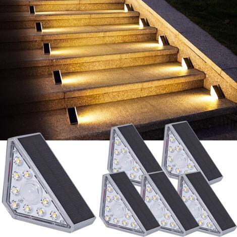 Lot de 6 lampes solaires pour marchepieds,lampes de terrasse à LED pour extérieur,éclairage solaire décoratif étanche pour allée de terrasse de jardin