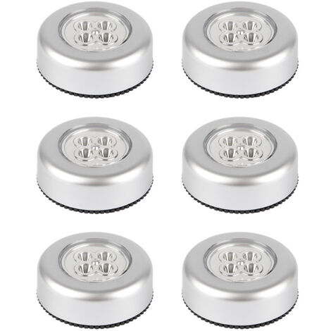Lot de 6 lampes tactiles sans fil à piles, veilleuses adhésives à ventouse pour armoires, placards, comptoirs ou buanderies, piles non incluses (emballage de 4 lampes avec ventouse)