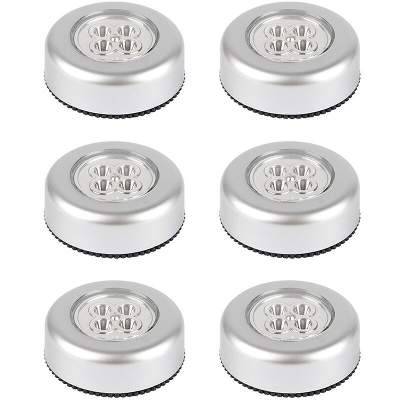 Jalleria - Lot de 6 lampes tactiles sans fil alimentées par piles Stick Tap Touch Lamp Stick-on Push Light pour placards, armoires, comptoirs ou