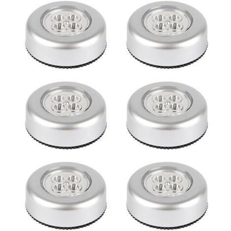 Lot de 6 lampes tactiles sans fil alimentées par piles Stick Tap Touch Lamp Stick-on Push Light pour placards, armoires, comptoirs ou buanderies, lumière tactile sans fil, batterie non incluse 4 lumiè