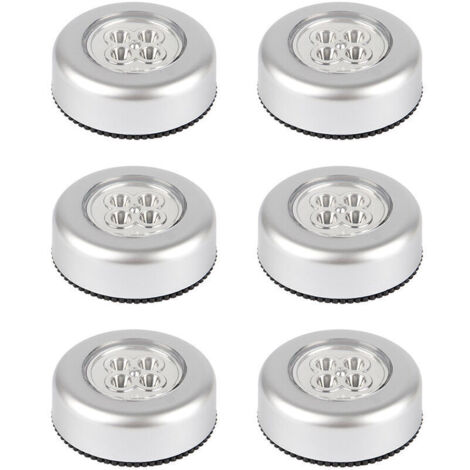 Lot de 6 lampes tactiles sans fil alimentées par piles Stick Tap Touch Lamp Stick-on Push Light pour placards, armoires, comptoirs ou buanderies, lumière tactile sans fil, batterie non incluse 4 lumiè