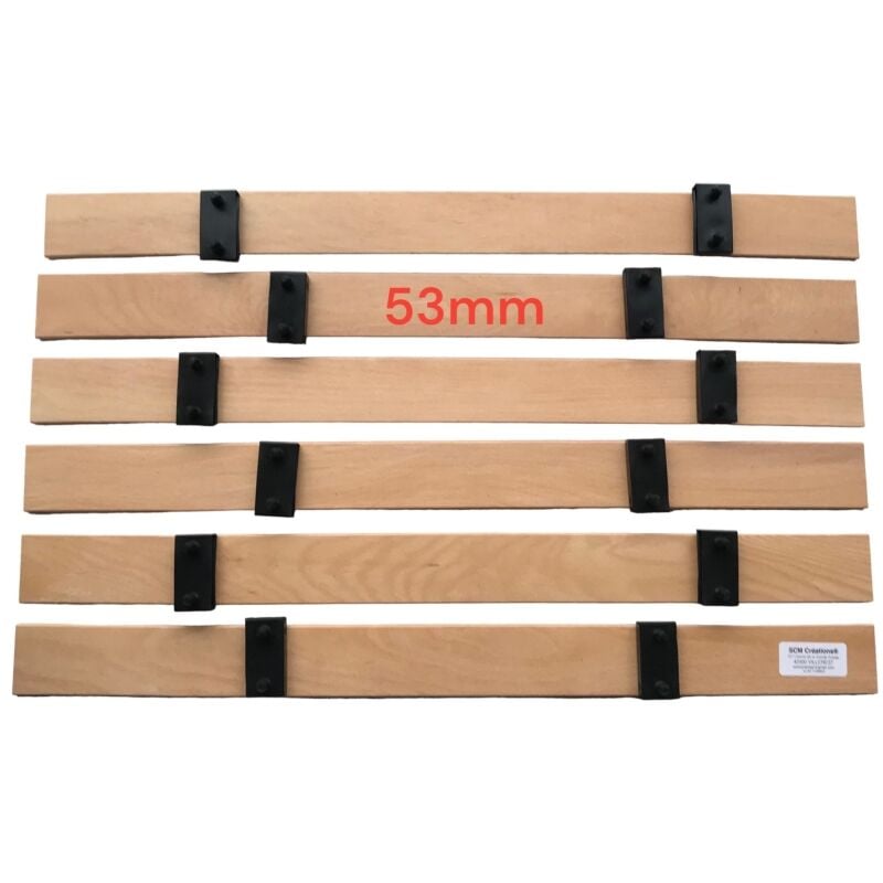 Scm Créations - Lot 6 Lattes de 70cm 700 x 53 x 8mm 7 Plis avec 12 Embouts, latte lit sommier bz clic clac cadre siege