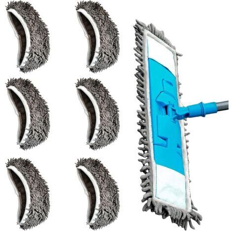 Lot de 6 lingettes humides pour balai Swiffer, 25 x 11,5 cm, lingettes réutilisables pour balai Swiffer, pour sols secs et humides, universelles pour tous types de sols