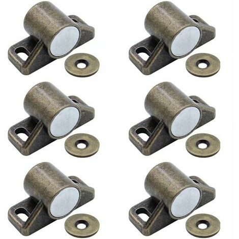 Lot de 6 loqueteaux de porte aimantés , fermeture magnétique (rond, bronze)