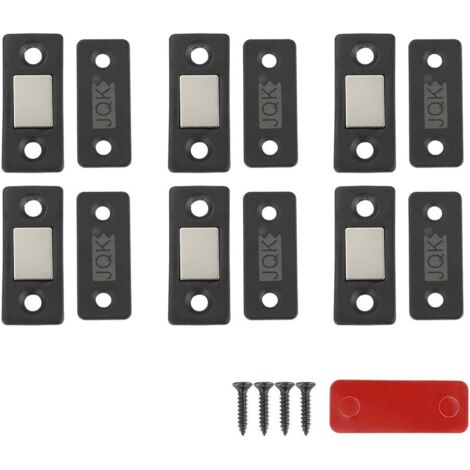 Lot de 6 Loquets de Porte Noirs Ultra-Minces pour Portes Coulissantes, Cuisine et Placards (HCC200-PB-P6)