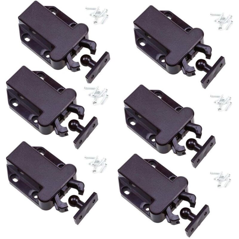 Lot de 6 loquets à libération tactile pour placard – Loquets non magnétiques pour tiroir
