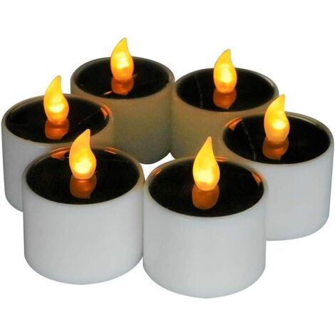 Lot de 6 Lumières Bougies à LED,Sans Flamme Bougies,Réaliste et Bright,Puissance de la Solaire,Fausses Bougies électriques pour  Party Anniversaire Mariage Noël