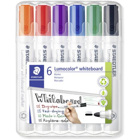 Lot de 6 marqueurs pour tableau blanc à pointe ronde 2 mm Staedtler 351 WP6 Y28771