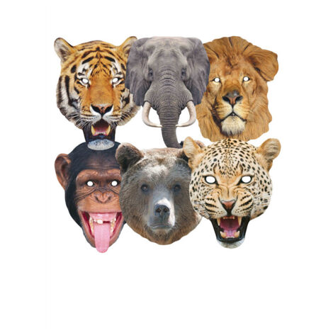 lot de 6 masques - animaux de la savane
