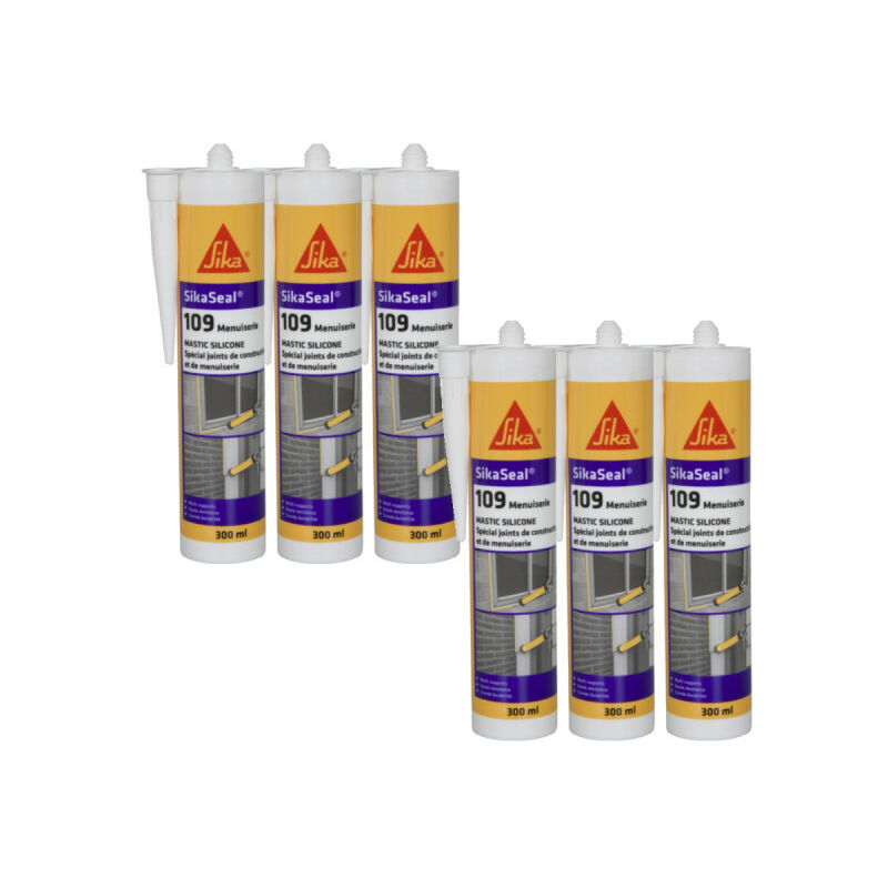 Sika - Lot de 6 mastic silicone seal 109 Menuiserie - Transparent - 300ml
