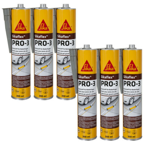 Lot de 6 mastics autonivelants SIKA Sikaflex PRO 3 - Gris béton - 300ml