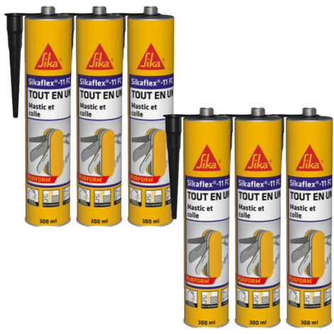 Lot de 6 mastics colles multi-usages SIKA Sikaflex 11 FC Purform - Noir - 300ml