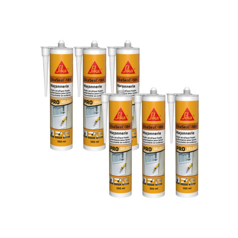 Lot de 6 mastics acrylique SIKA SikaSeal-184 Maçonnerie - Beige - 300ml