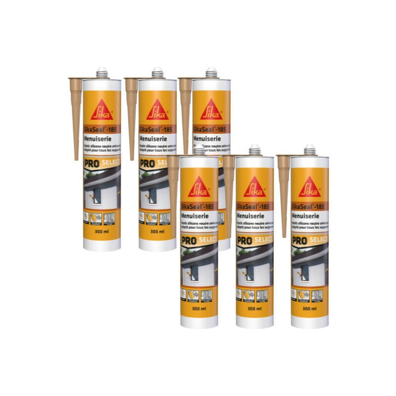 Sika - Lot de 6 mastics silicone seal-185 Menuiserie - Beige pierre - 300ml
