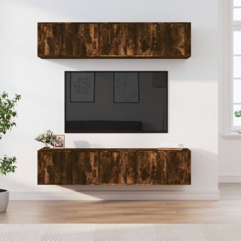 Lot de 6 Meubles TV - Armoire Télévision Moderne  Banc TV Chêne fumé Bois d'ingénierie -FR82831