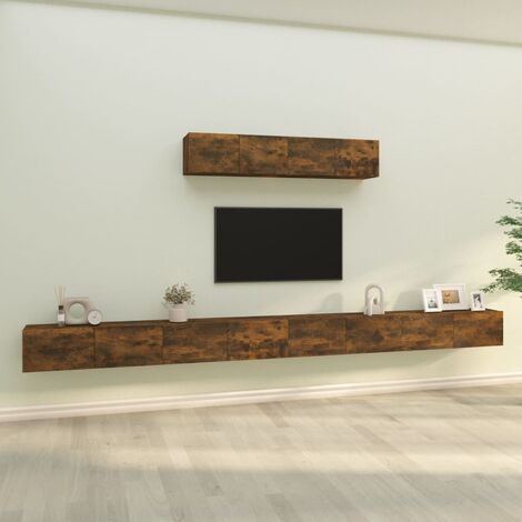 Lot de 6 Meubles TV - Armoire Télévision Moderne  Banc TV Chêne fumé Bois d'ingénierie -FR99748