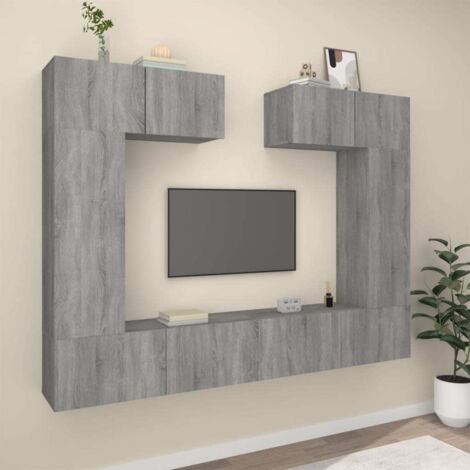 Lot de 6 Meubles TV - Armoire Télévision Moderne  Banc TV Sonoma gris Bois d'ingénierie -FR41556
