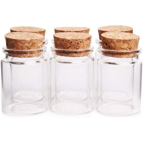 Lot de 6 Mini bocaux Petites Bouteilles en Verre avec Bouchon en liège (30ml)