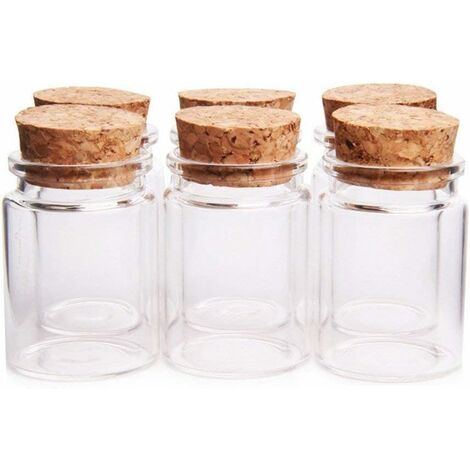 Lot de 6 Mini bocaux Petites Bouteilles en Verre avec Bouchon en liège (30ml)