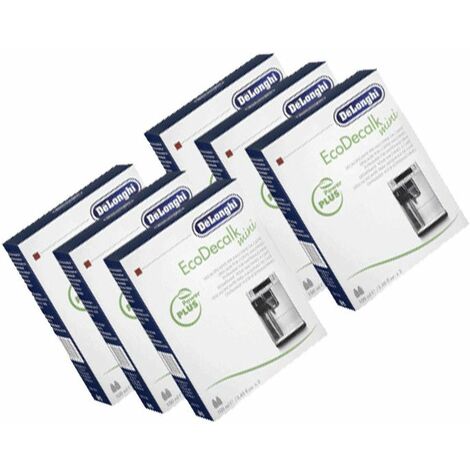 Lot de 6 mini détartrants EcoDecalk – Détartrage écologique 3x plus puissant – Compatible machines à café Delonghi – Non polluant et non corrosif