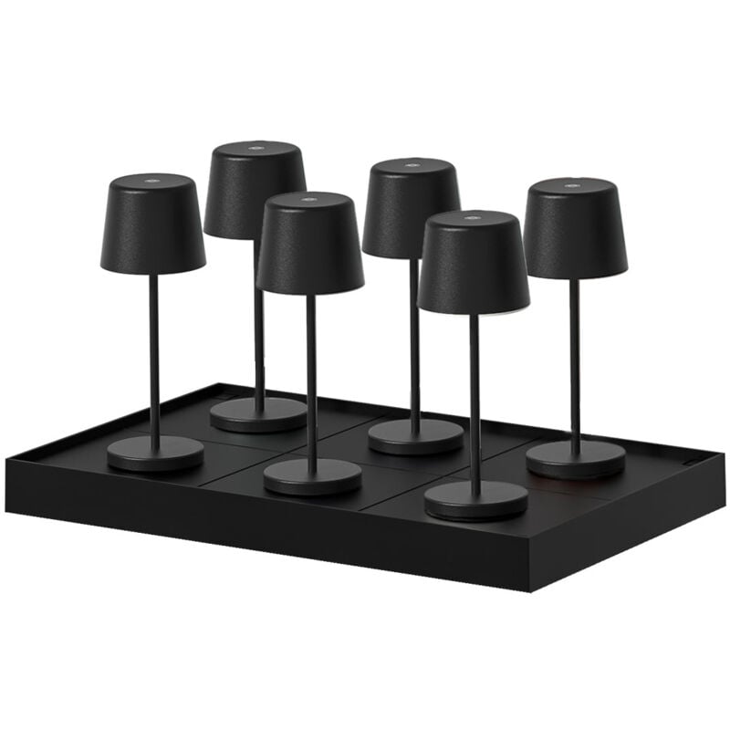 6 mini lampes avec plateau de chargement KELLY MINI Noir Aluminium H22cm