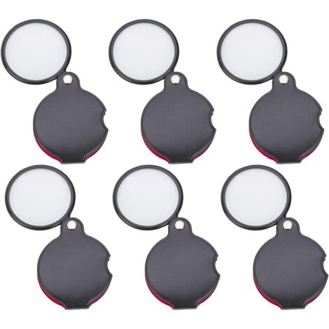 Lot de 6 mini loupes de poche 10X en verre optique avec revêtement cortical