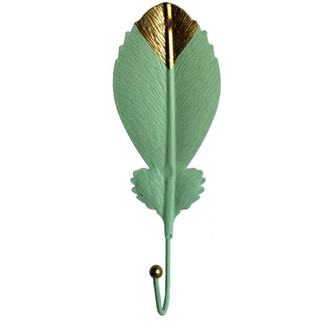 Lot de 6 mini patères murales en métal à motif de feuilles, idéales pour suspendre vêtements, sacs à main, foulards, clés, etc. - Vert