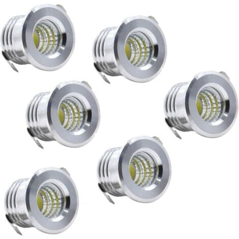 Lot de 6 mini spots encastrables LED noirs – 3W blanc froid – Installation simple pour plafonniers et armoires – Compatible 85-265V