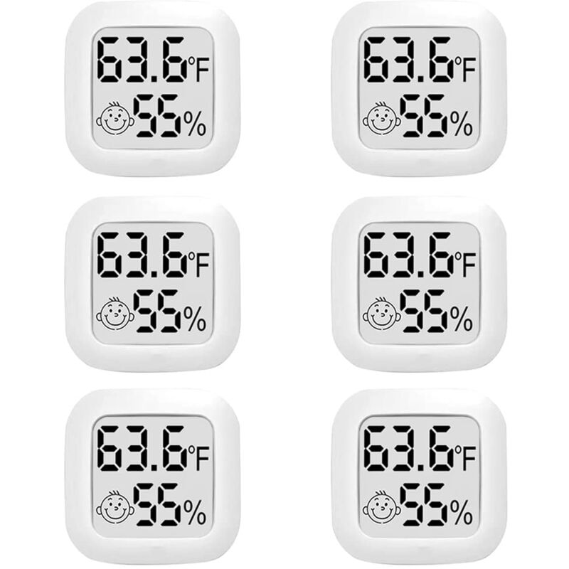 Lot de 6 mini thermomètres et hygromètres numériques d'intérieur avec écran lcd
