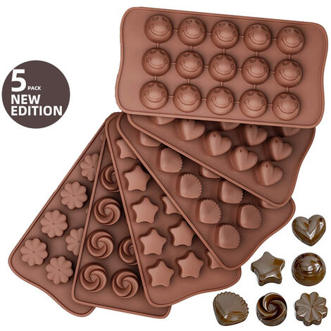 Lot de 6 moules à chocolat en silicone + livre électronique de recettes - Moule à chocolat antiadhésif - Moule en silicone sans BPA