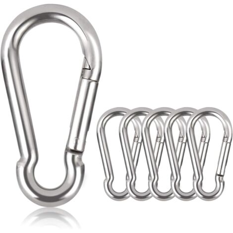 Lot de 6 mousquetons porte-clés - Diamètre 5 mm - Charge maximale : 125 kg - Crochets d'escalade galvanisés (Φ5 x 50 mm)