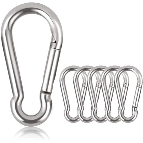 Lot de 6 mousquetons Porte-clés - Diamètre 6 mm - Charge maximale 160 kg - Crochets d'escalade galvanisés (Φ6 x 60 mm)