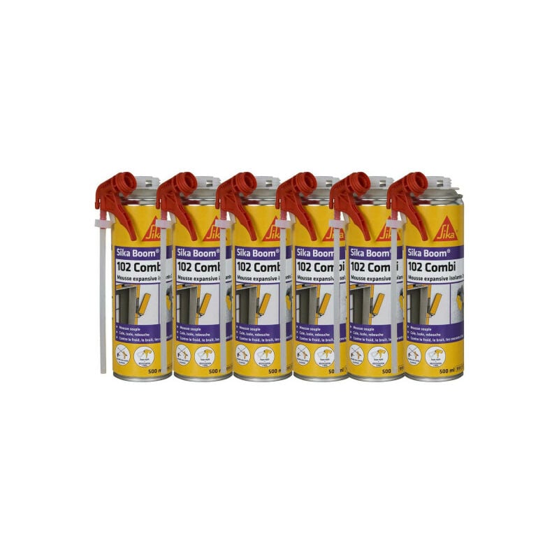 Sika - Lot de 6 mousses polyuréthanes expansives Boom 102 Combi - 500ml