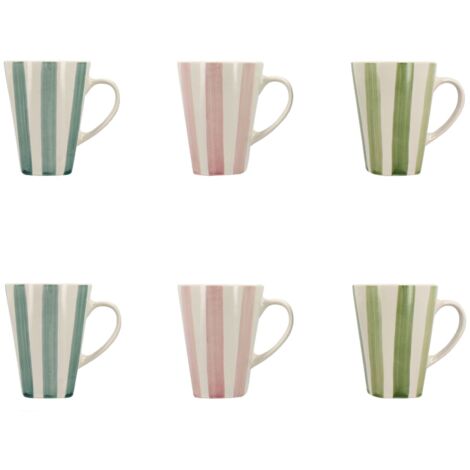 Lot de 6 mugs en grès 36cl, ARLEQUIN