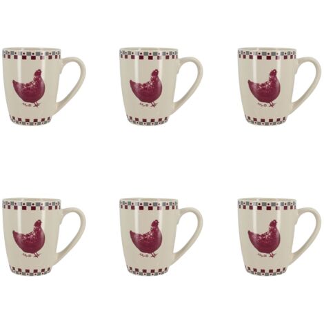 Lot de 6 mugs en grès 38cl, GALLINA
